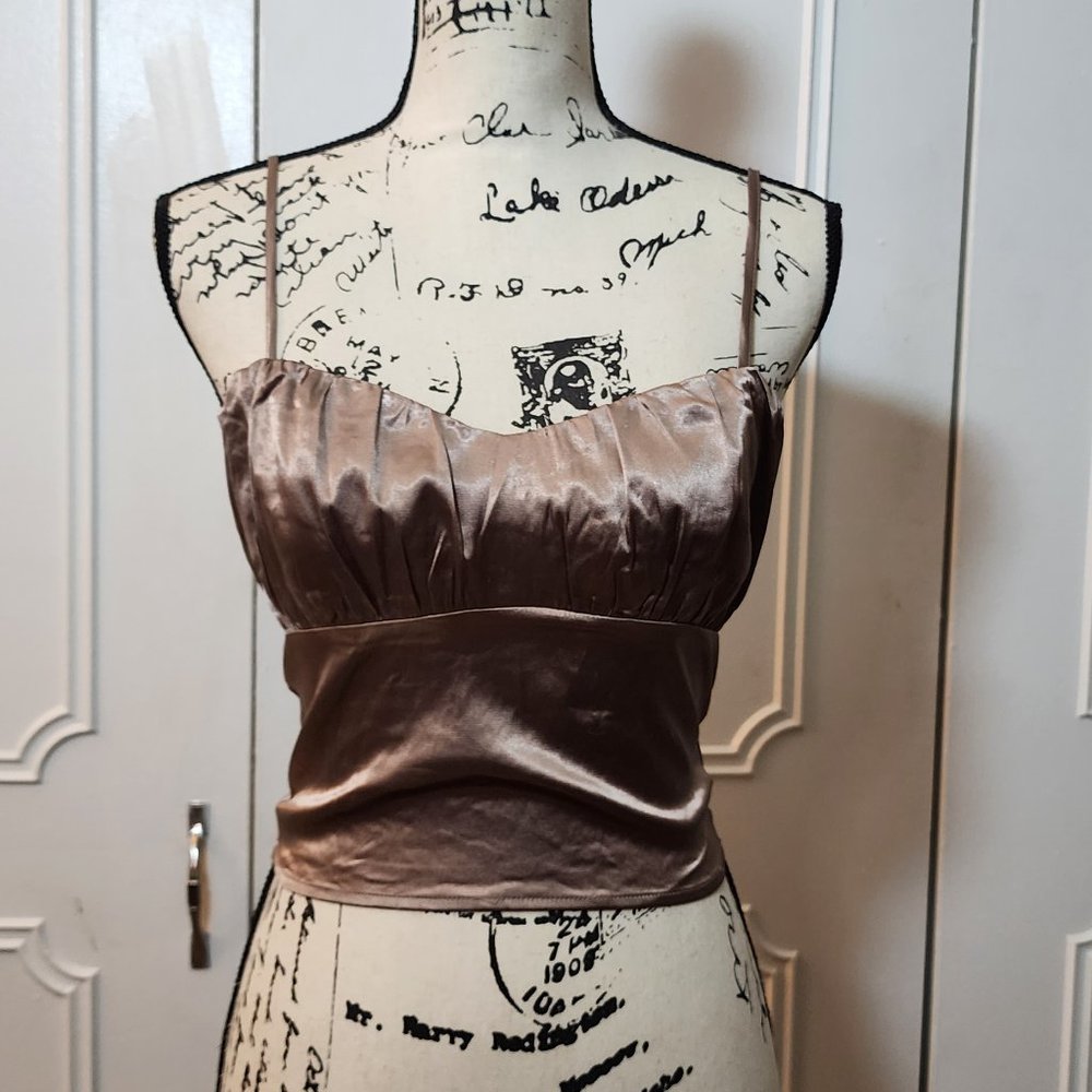 Bronze criss cross back top